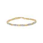 10k Yellow Gold 1.00 Cttw Diamond 3 Stone Link Bracelet (I-J Color, I1-I2 Clarity) -7.25" Inches