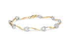 10k Two-Tone Gold 1/3 Cttw Diamond Pave Set Heart S-Link 7.25" Bracelet (I-J Color, I2-I3 Clarity)