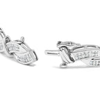 14K White Gold 4.0 Cttw Invisble Set Princess-Cut Diamond Wave Style Link Bracelet (H-I Color, SI2-I1 Clarity) - 7"