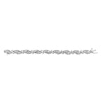 14K White Gold 4.0 Cttw Invisble Set Princess-Cut Diamond Wave Style Link Bracelet (H-I Color, SI2-I1 Clarity) - 7"