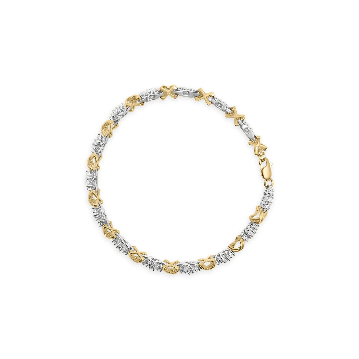 10K Two-Tone Gold 1.00 Cttw Diamond X-Link Link Bracelet