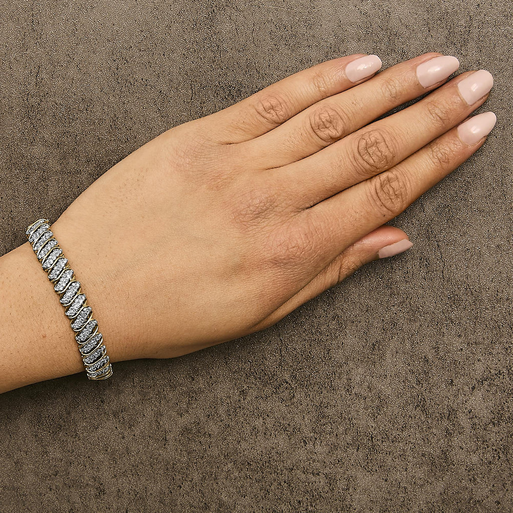 10K Yellow Gold 3.0 Cttw Diamond S-Link Bracelet