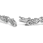 .925 Sterling Silver 1-1/2 Cttw Diamond Cluster X Link 7" Tennis Bracelet (I-J color, I3 clarity)