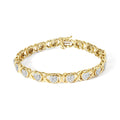 10K Yellow Gold Plated .925 Sterling Silver 1.0 Cttw Diamond Heart Link Bracelet