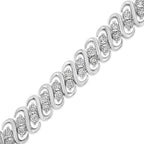 .925 Sterling Silver 1/2 Cttw Diamond Double Row S-Link Bracelet