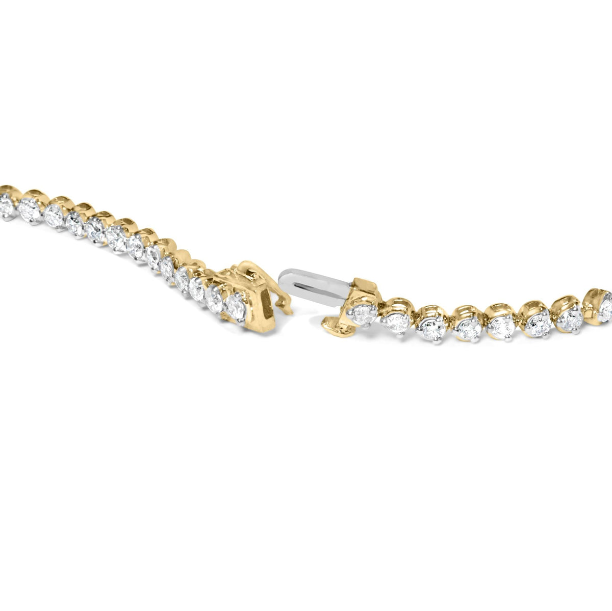10K Yellow Gold 3.0 Cttw Prong Set Round Diamond Classic Tennis Bracelet