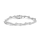 .925 Sterling Silver 2.0 Cttw Diamond Custer Link Bracelet