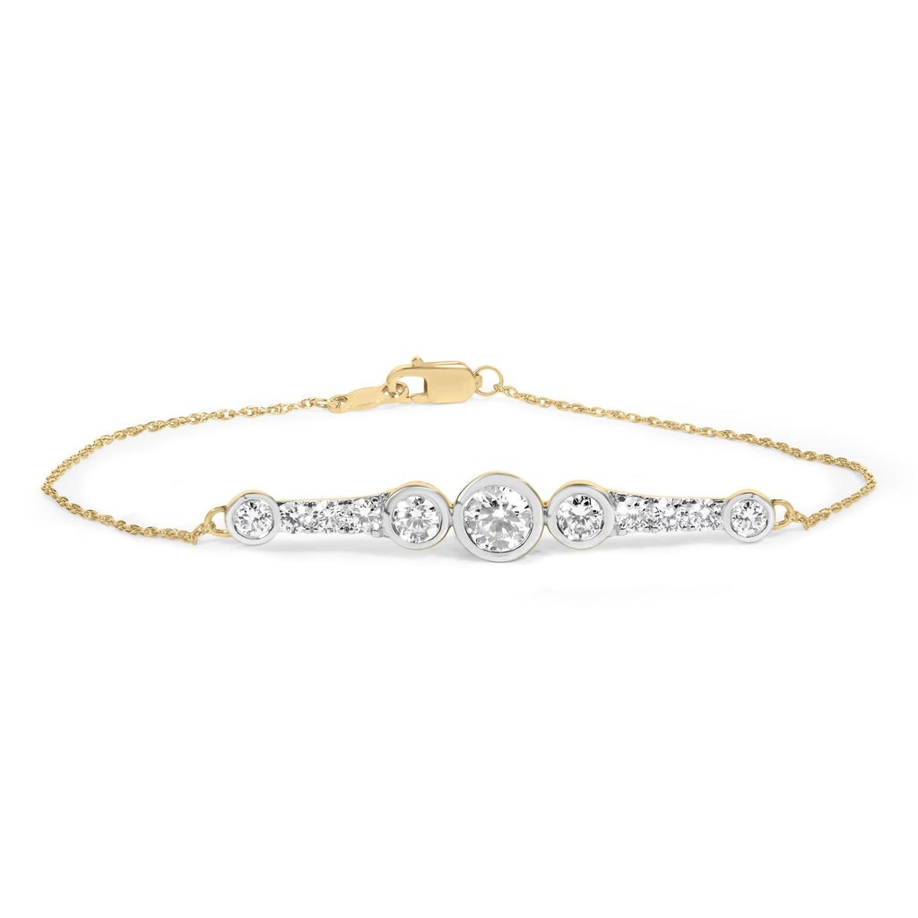 10K Yellow Gold Plated .925 Sterling Silver 1.50 Cttw Lab Grown Diamond Bezel Set Bracelet