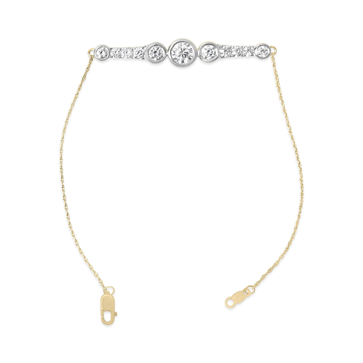 10K Yellow Gold Plated .925 Sterling Silver 1.50 Cttw Lab Grown Diamond Bezel Set Bracelet