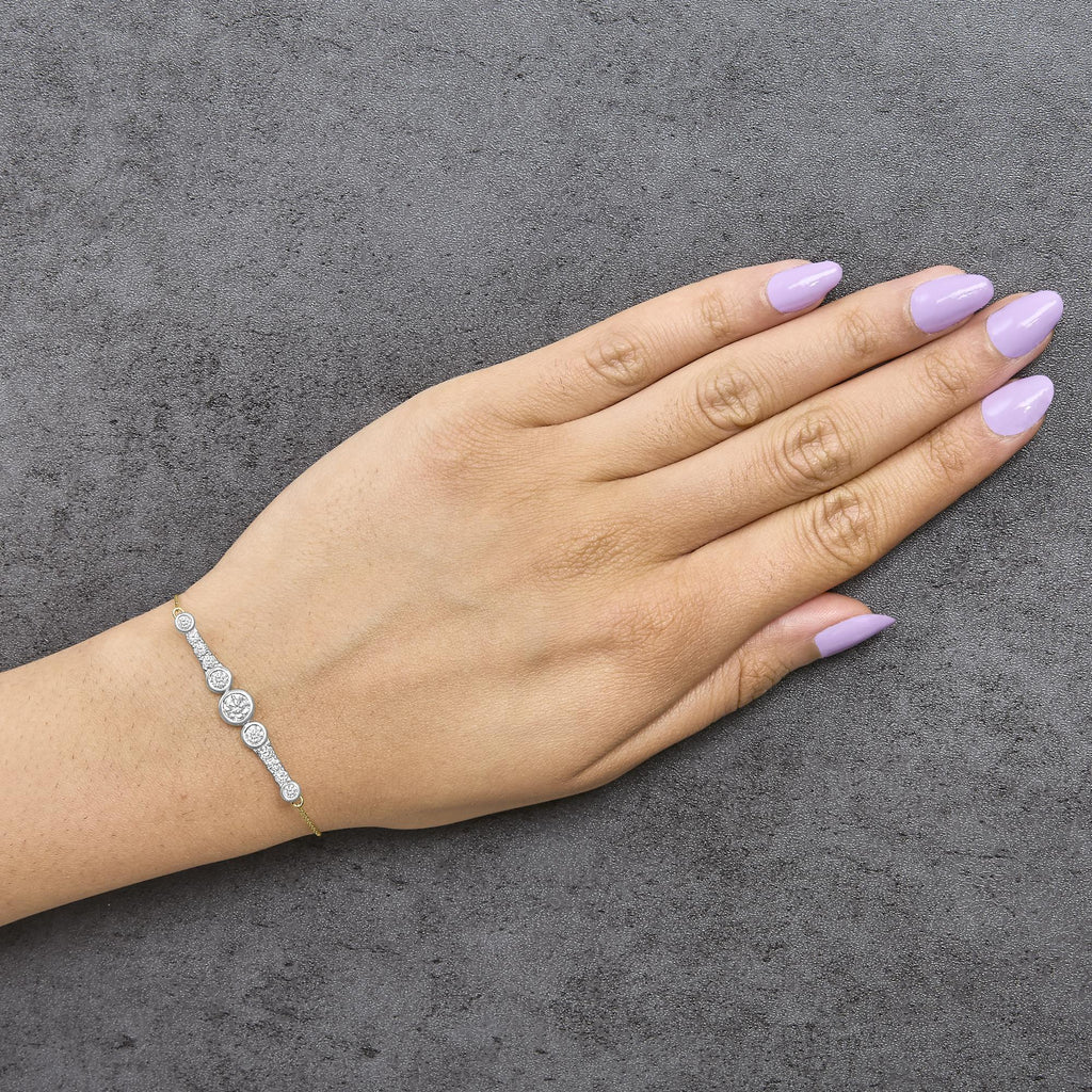 10K Yellow Gold Plated .925 Sterling Silver 1.50 Cttw Lab Grown Diamond Bezel Set Bracelet