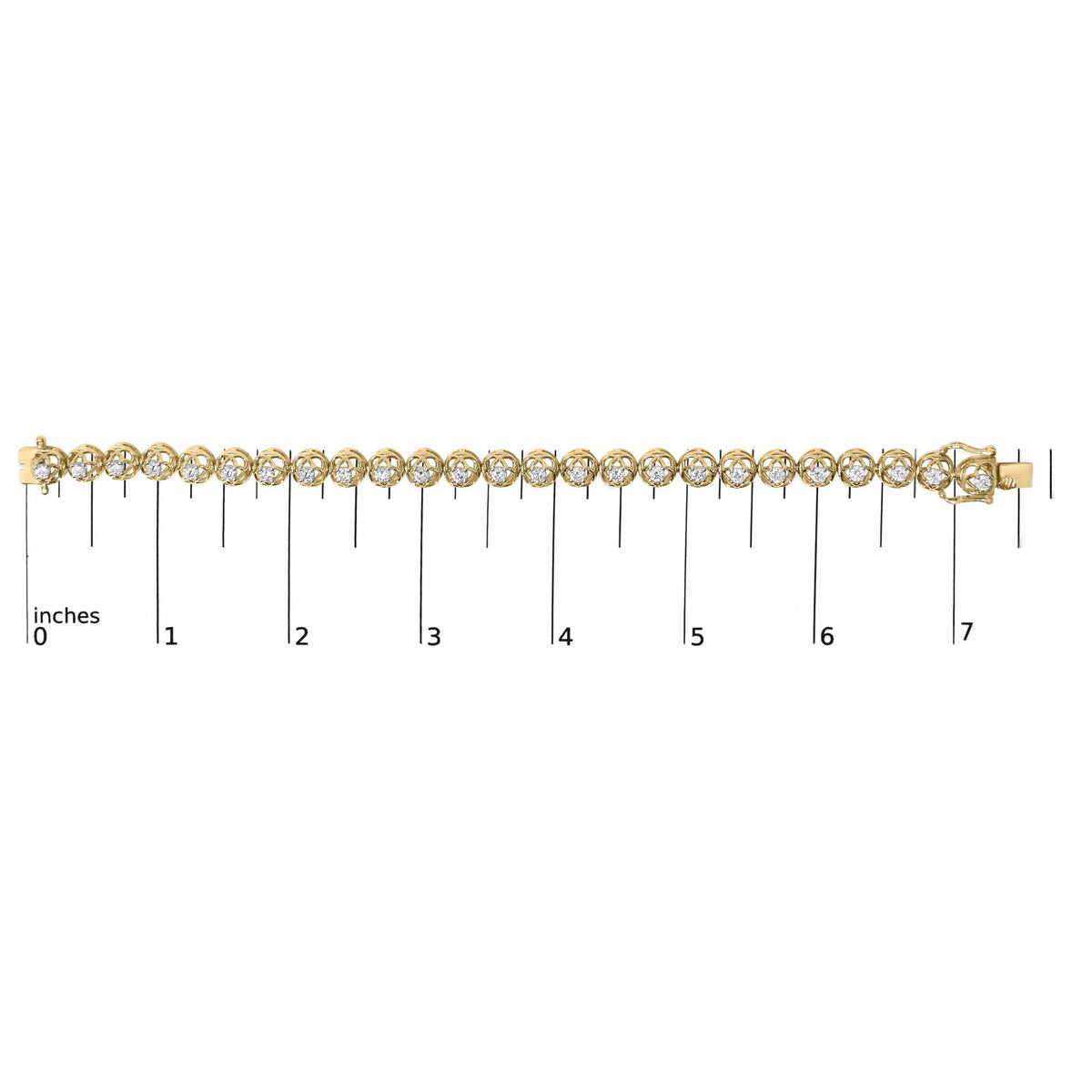 10K Yellow Gold Plated .925 Sterling Silver 2.0 Cttw Lab Grown Diamond Openwork Tennis Bracelet