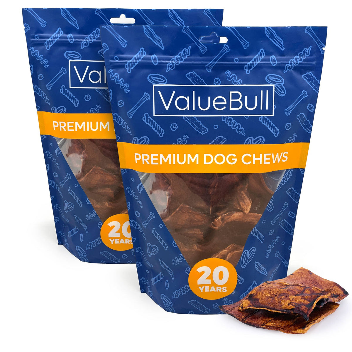 ValueBull USA Beef Rawhide Chips for Dogs, Beef, 50 Count