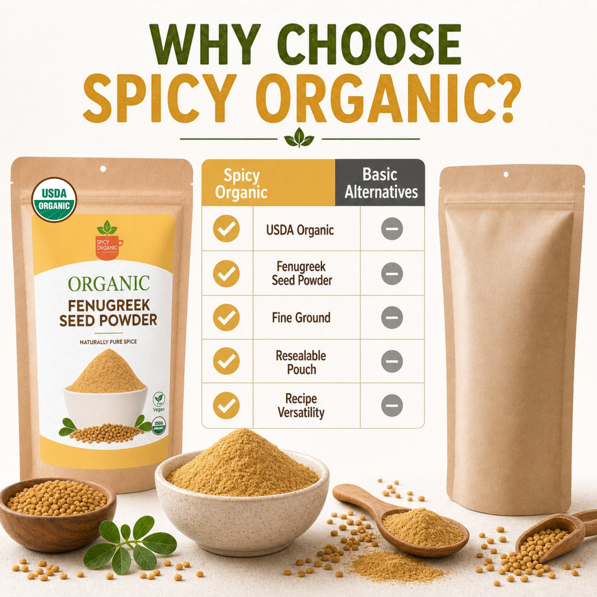 Organic Fenugreek Powder – Ground Methi for Curries & Tea
