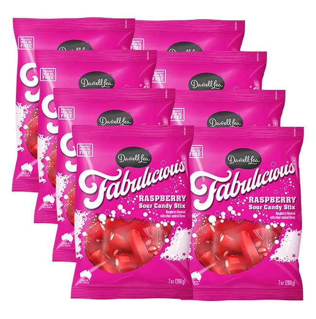 Darrell Lea Raspberry Sour Sticks, 7 oz (Case of 8)