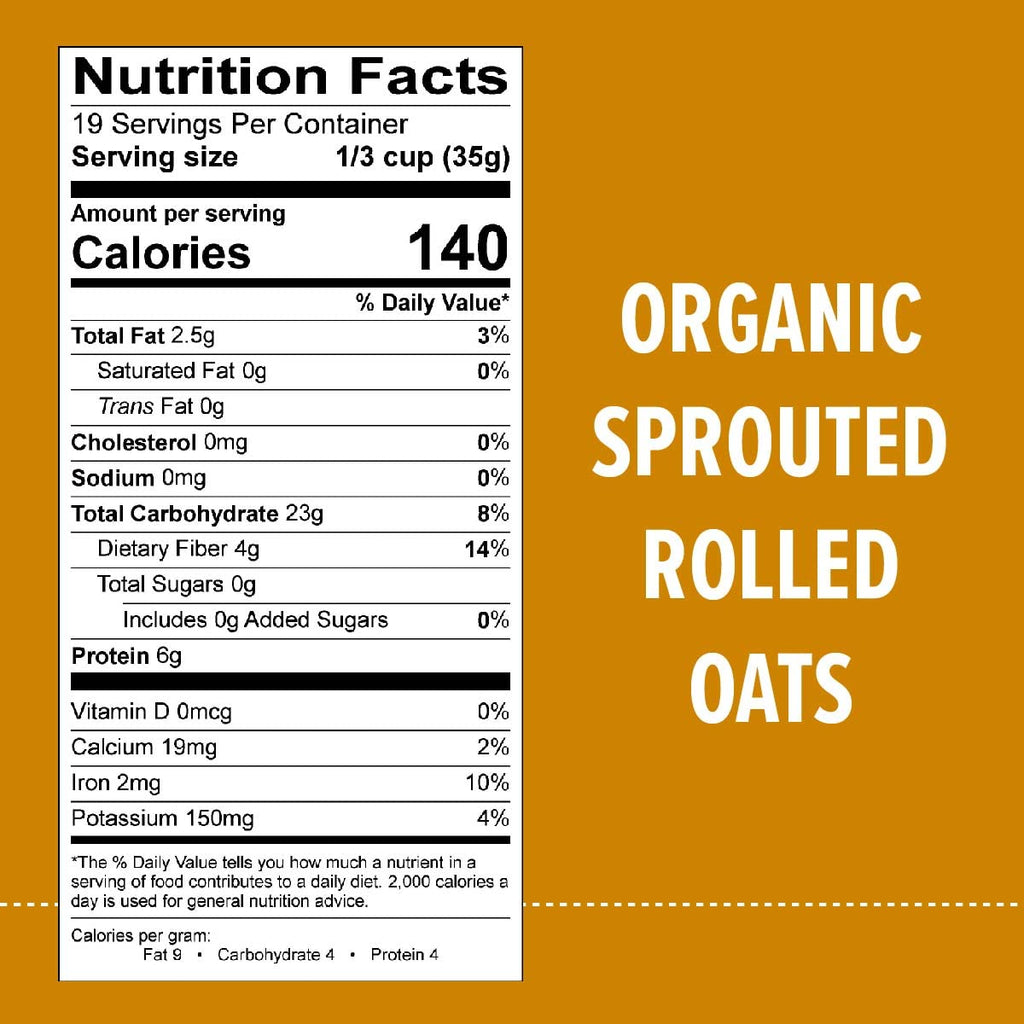 One Degree Organic Foods Sprouted Rolled Oats, 45 oz (Case of 4)