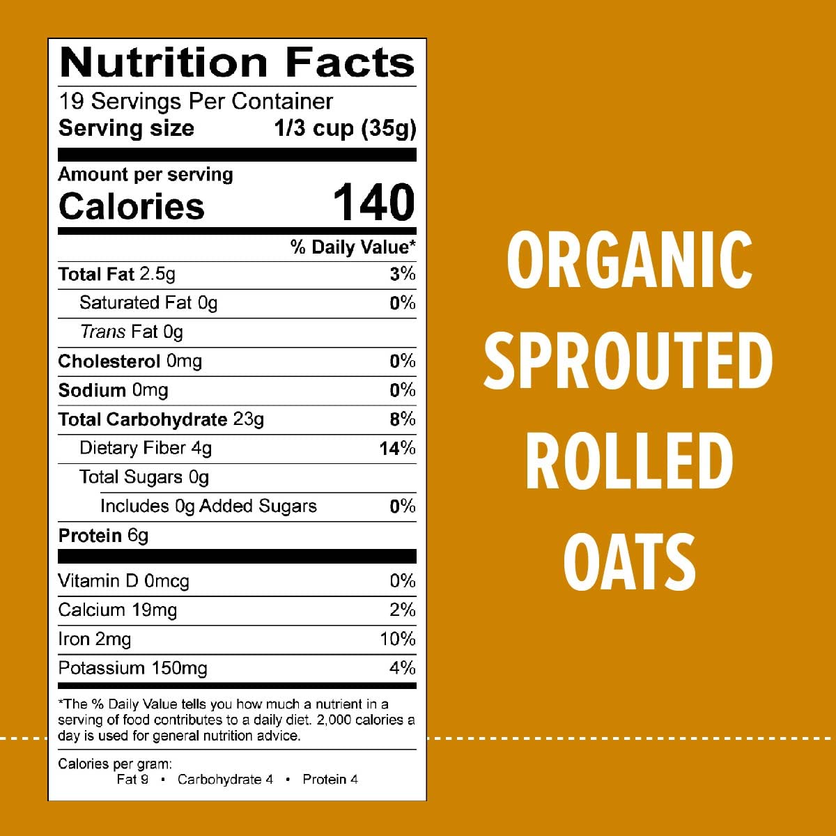 One Degree Organic Foods Sprouted Rolled Oats, 45 oz (Case of 4)
