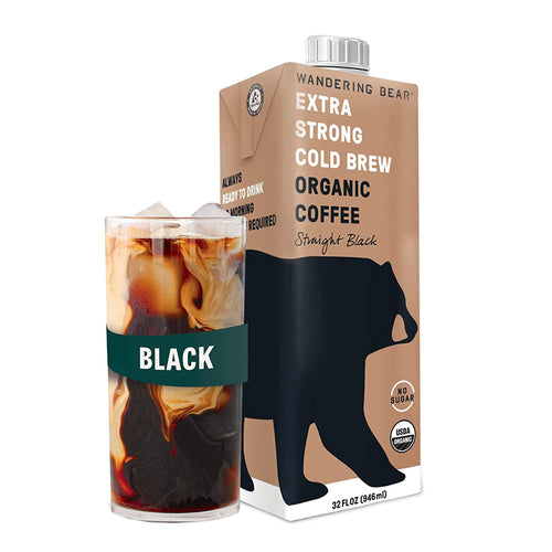 "Wandering Bear Coffee Cold Brew Black - 6-Pack of 32oz Bottles"