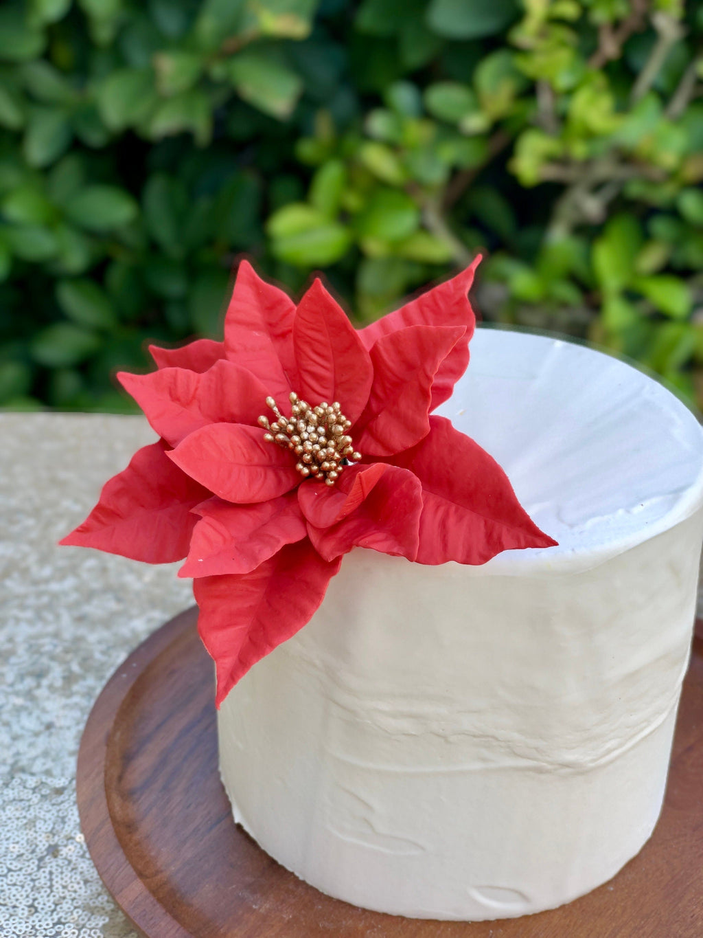 Red Poinsettia Sugar Flower with Gold