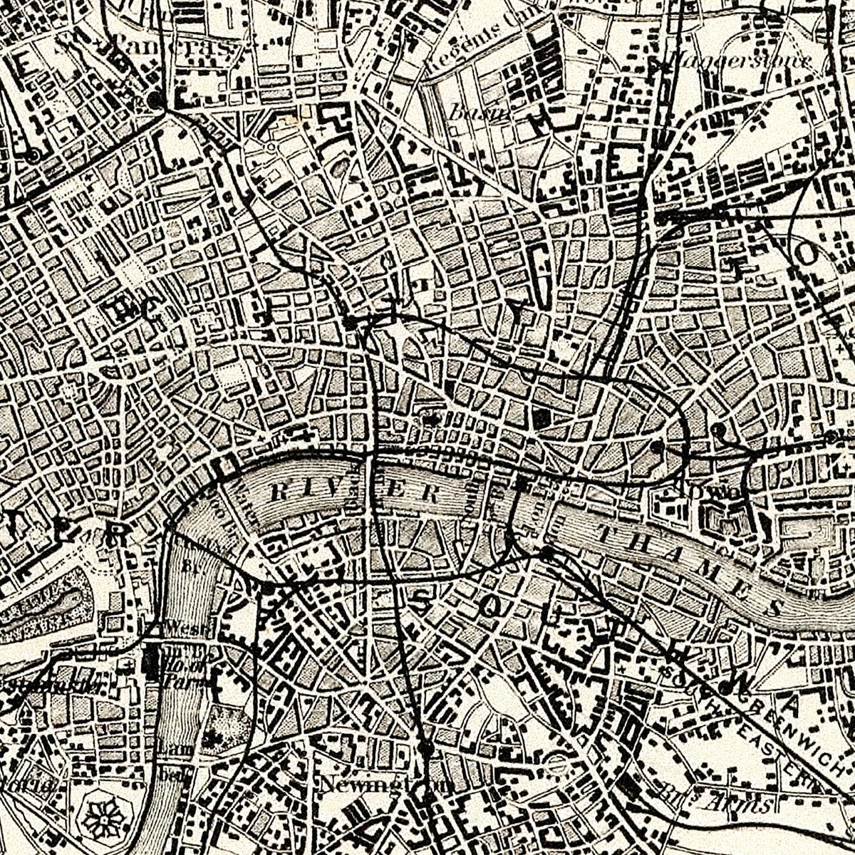 Vintage Map of London, England 1886