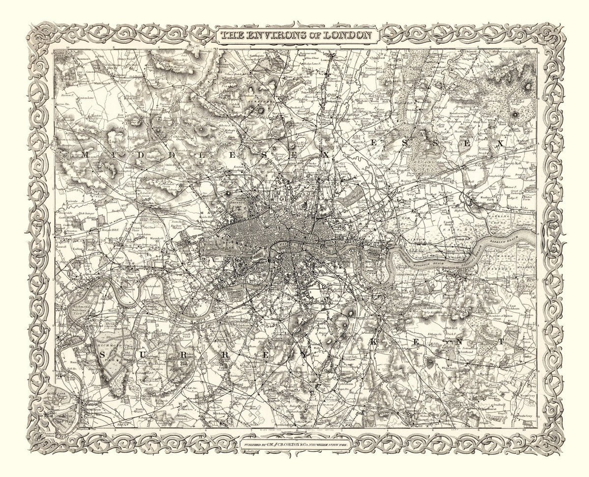 Vintage Map of London, England 1886