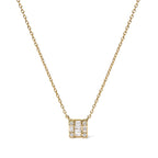 10K Yellow Gold 1/10 Cttw Round and Baguette Diamond Mosaic Composite Square 18" Inch Pendant Necklace (H-I Color, I1-I2 Clarity)