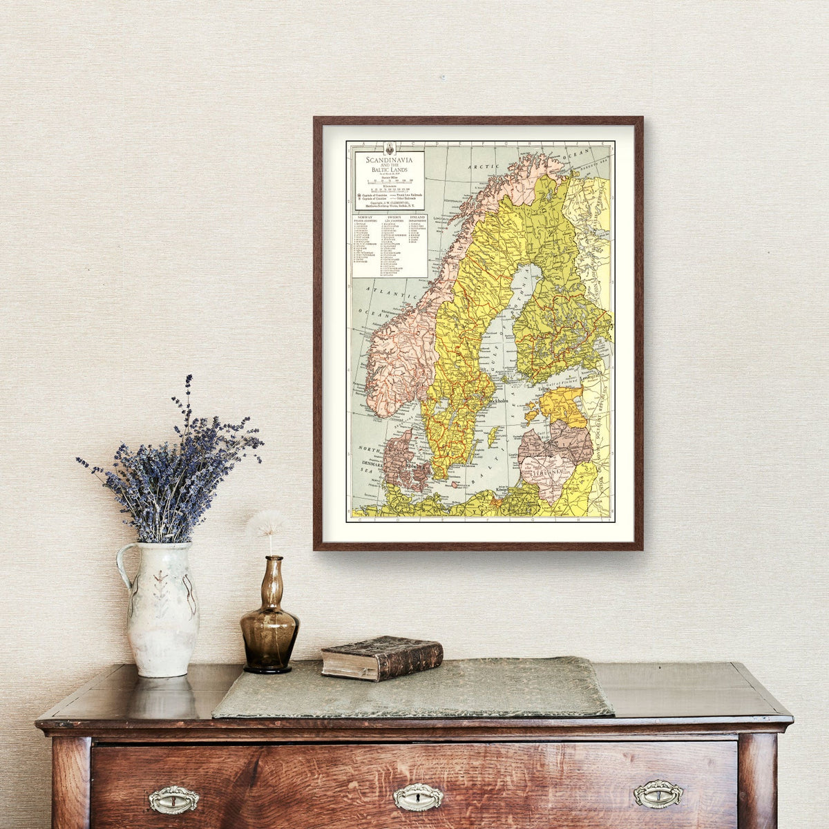 Vintage Map of Scandinavia 1943