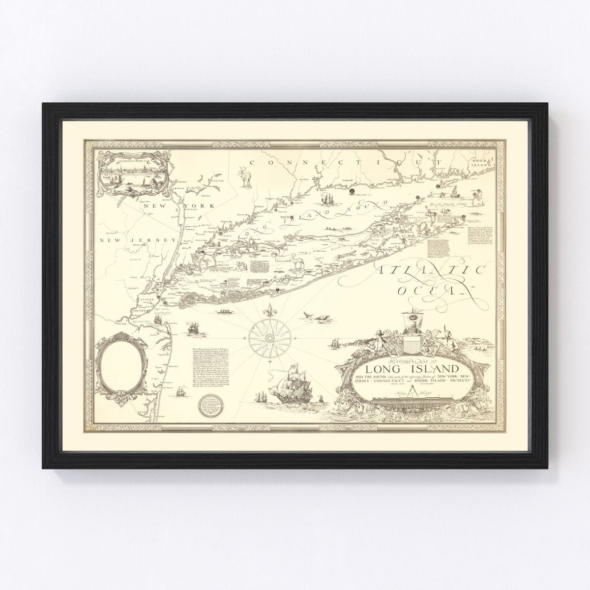 Vintage Map of Long Island, New York 1925