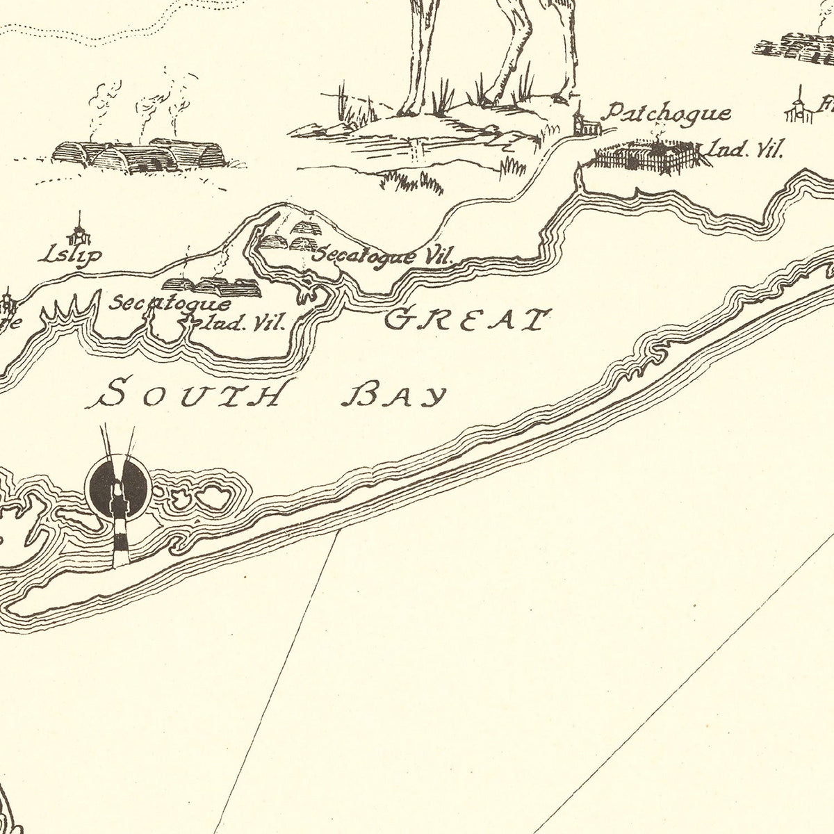 Vintage Map of Long Island, New York 1925