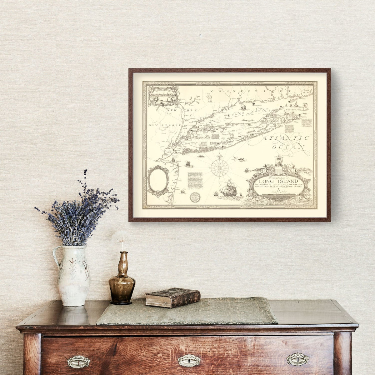 Vintage Map of Long Island, New York 1925