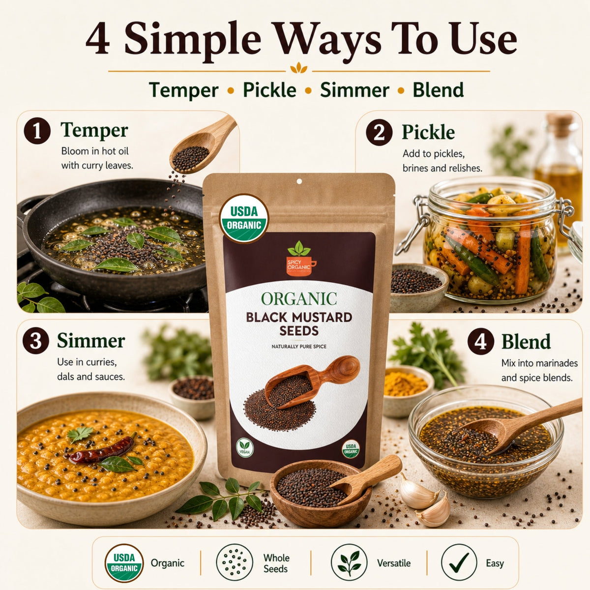Organic Black Mustard Seeds – For Pickling & Tempering