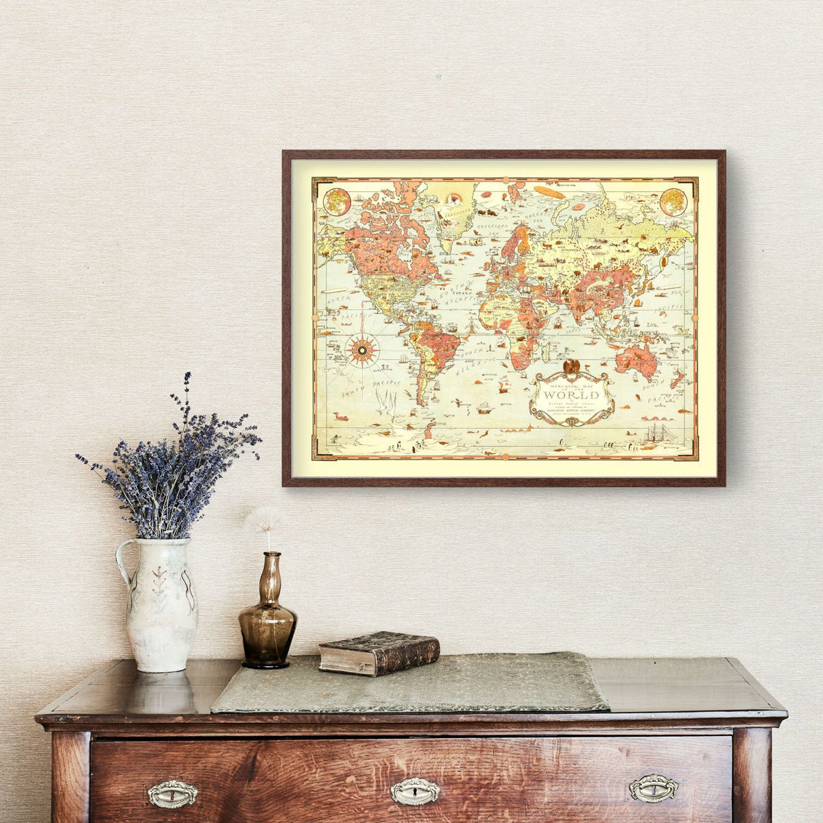Vintage Mercator Map of the World 1931