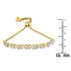 10K Yellow Gold over .925 Sterling Silver 1/10 Cttw Diamond Heart and X-Link 6”-9” Adjustable Bolo Bracelet (H-I Color, I2-I3 Clarity)