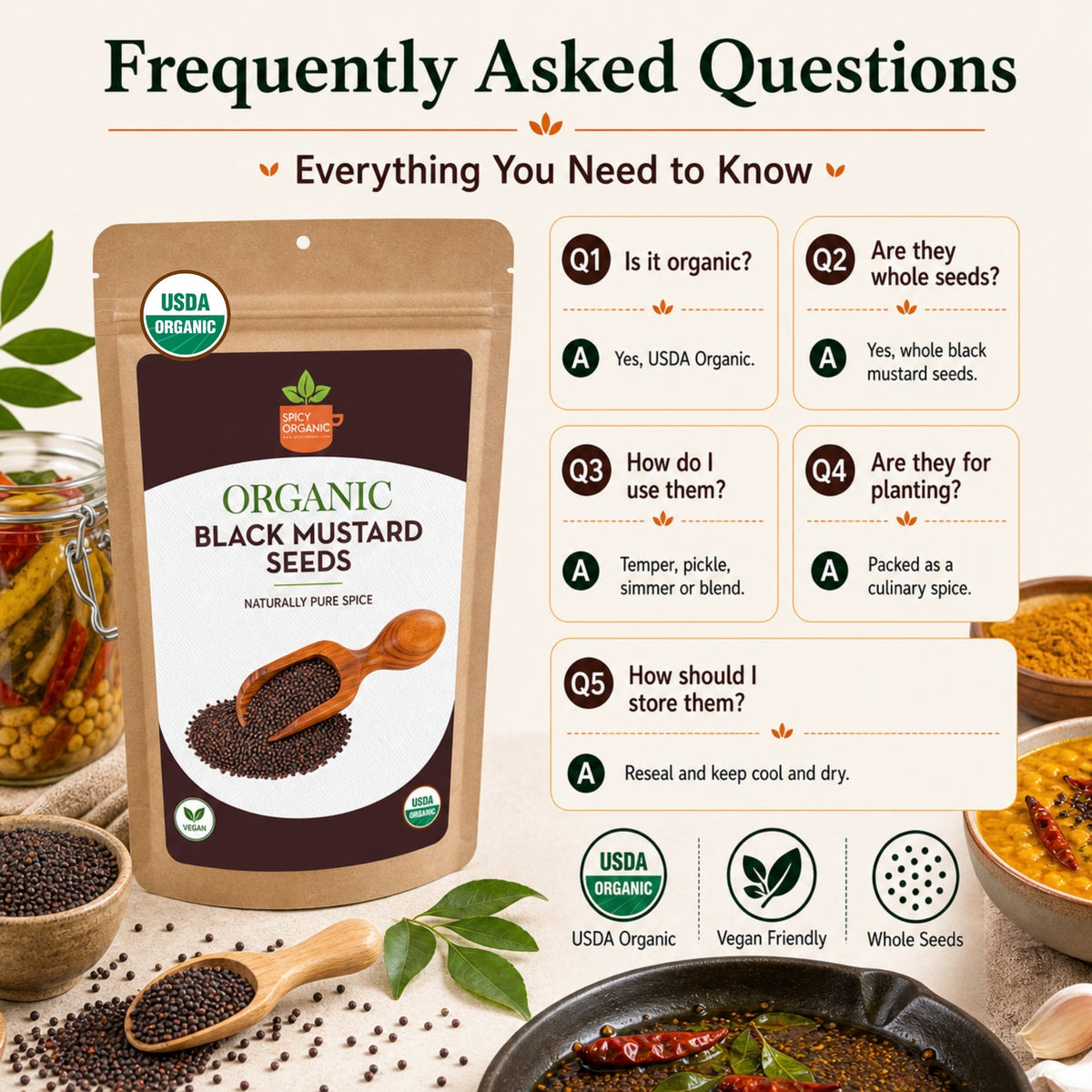 Organic Black Mustard Seeds – For Pickling & Tempering