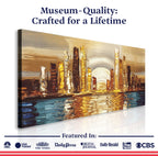 Golden Metropolis Abstract Impasto Wall Art