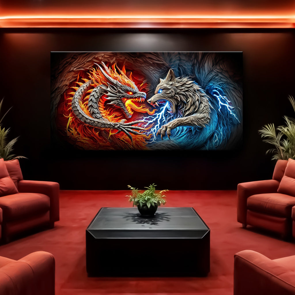 Dragon and Wolf Wall Art II