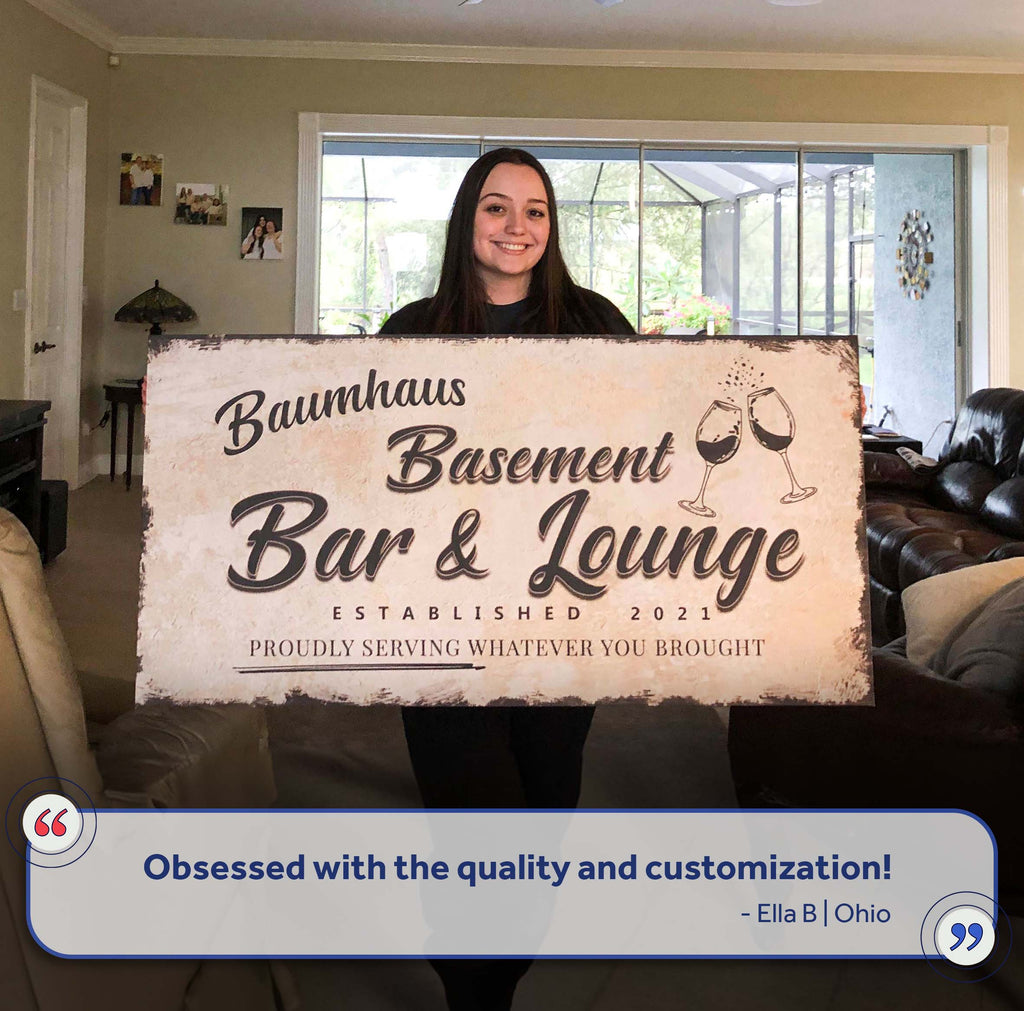 Personalized Basement Bar Sign: Custom Bar Signs for Home Bar – Perfect Man Cave Wall Decor