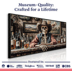 Skeleton Cowboy Barman At Western Saloon Wall Art