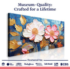 Golden Petals Impasto Wall Art