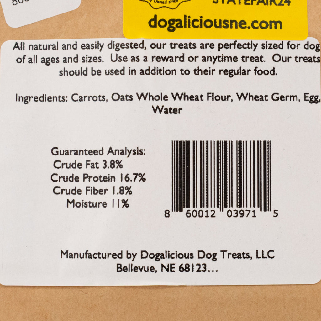 Bag O' Bones Carrot & Oat Dog Biscuits | 20 Biscuits | Dogalicious