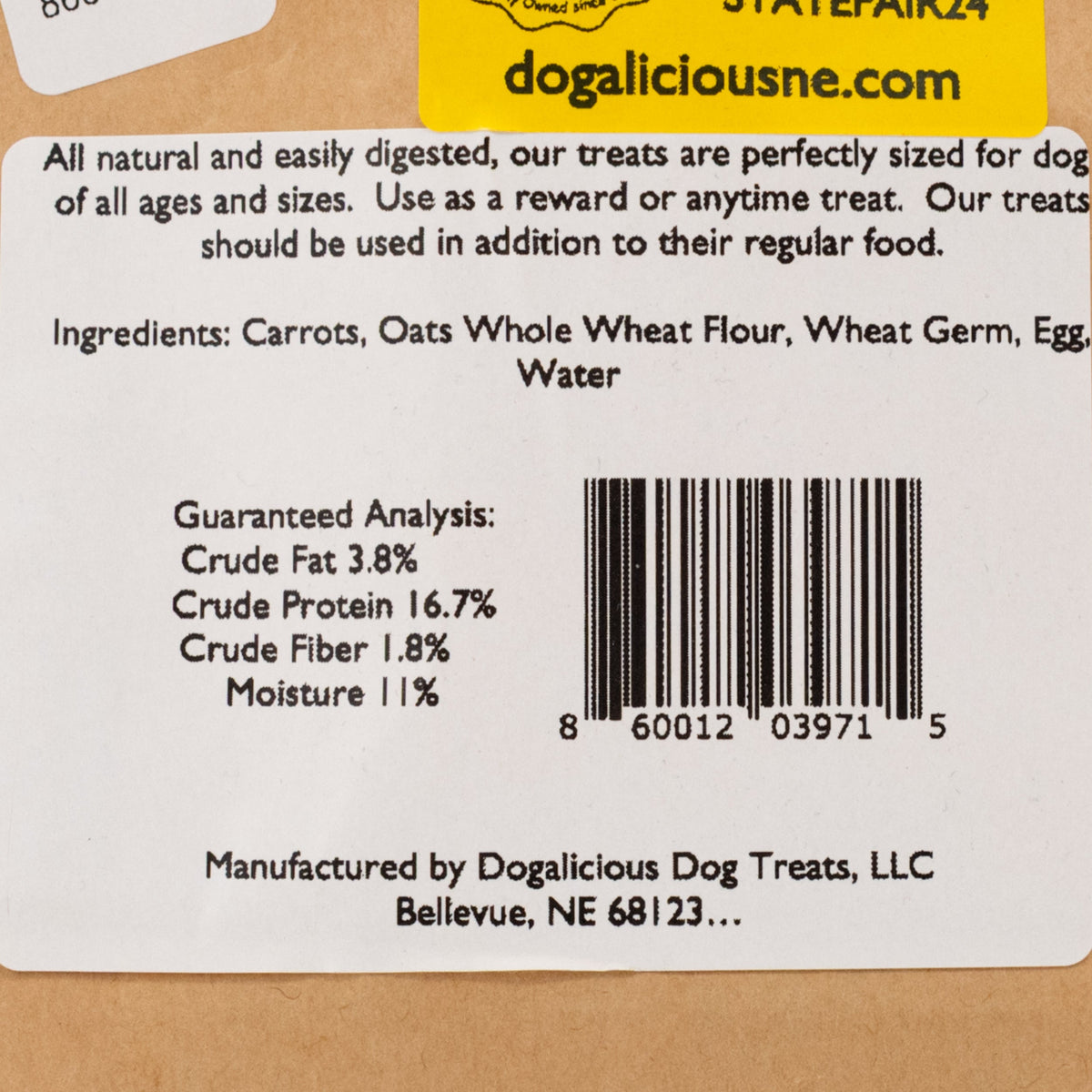 Bag O' Bones Carrot & Oat Dog Biscuits | 20 Biscuits | Dogalicious