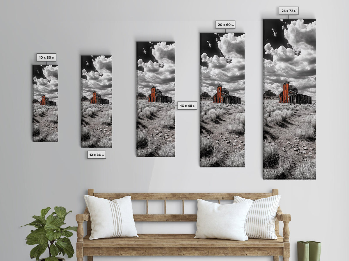 Abandoned Barn, Desert Mood, Old West Vibes, Rustic Autumn Scene, Canvas Print, Farmhouse Wall Decor, Entryway Art
