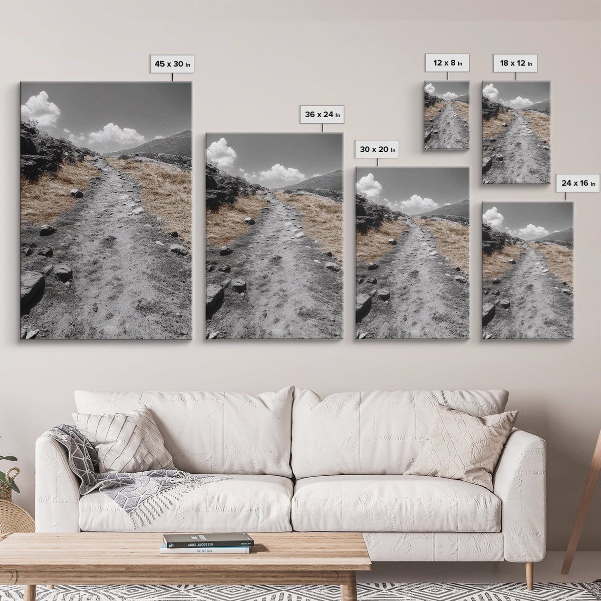 Desert Path, Solitude Trail, Nature Adventure, Canvas Print, Minimalist Landscape Wall Art, Entryway Rustic Decor, Fall Color Tones