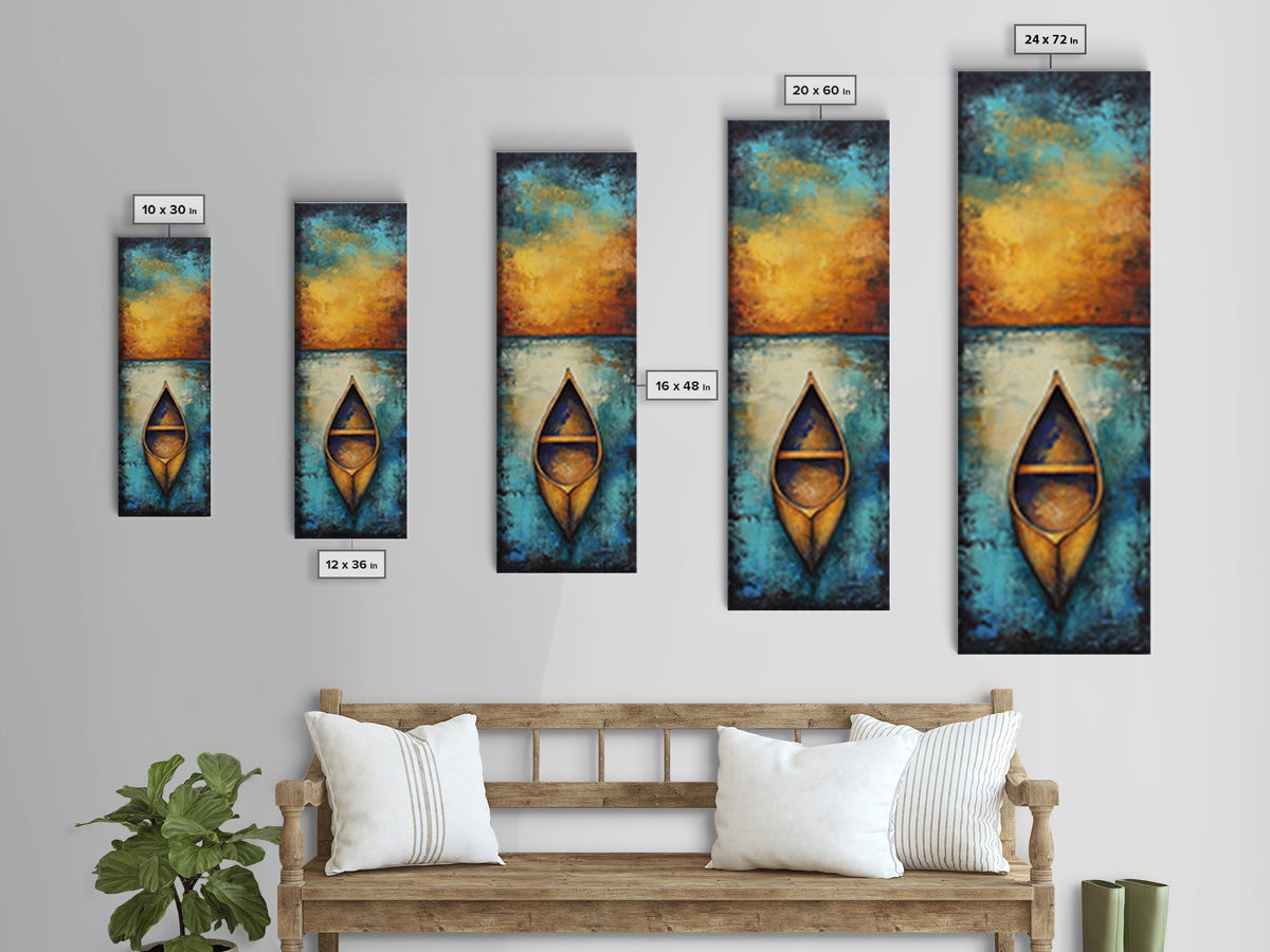 Misty Lake Canoe Framed Canvas Print Coastal Landscape Art Moody Art Lake Tahoe Art Nautical Wall Art Cottagecore Art