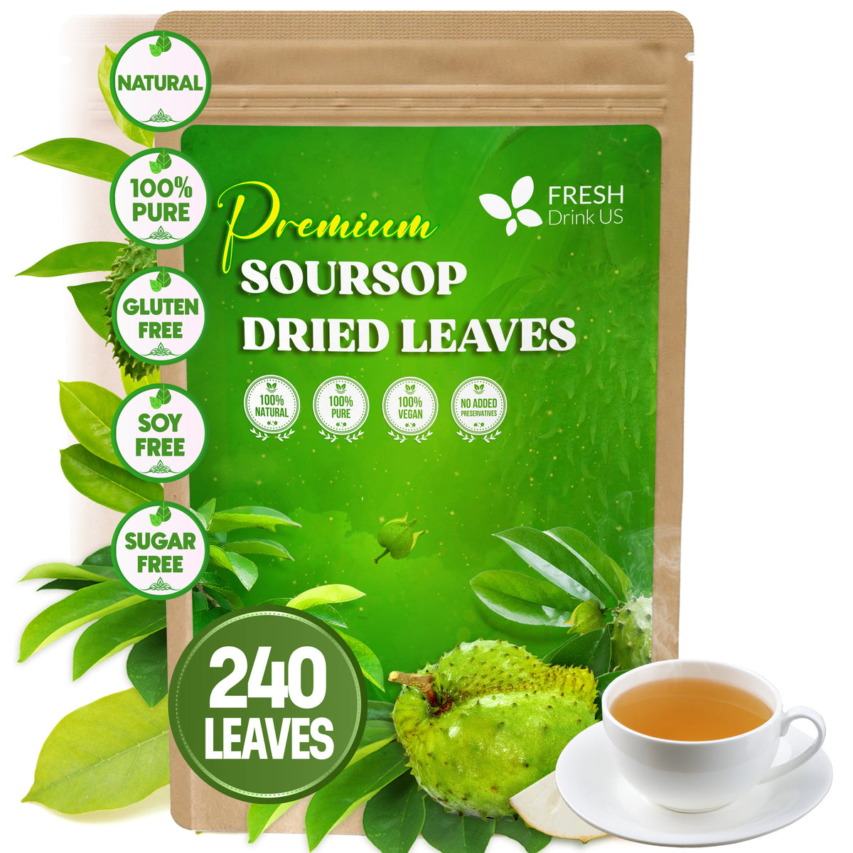 Premium Soursop Leaves Tea bags, Dried Soursop Leaves, Soursop Leaf Powder, Guanabana Leaves Tea, Hoja Guanabana Tea