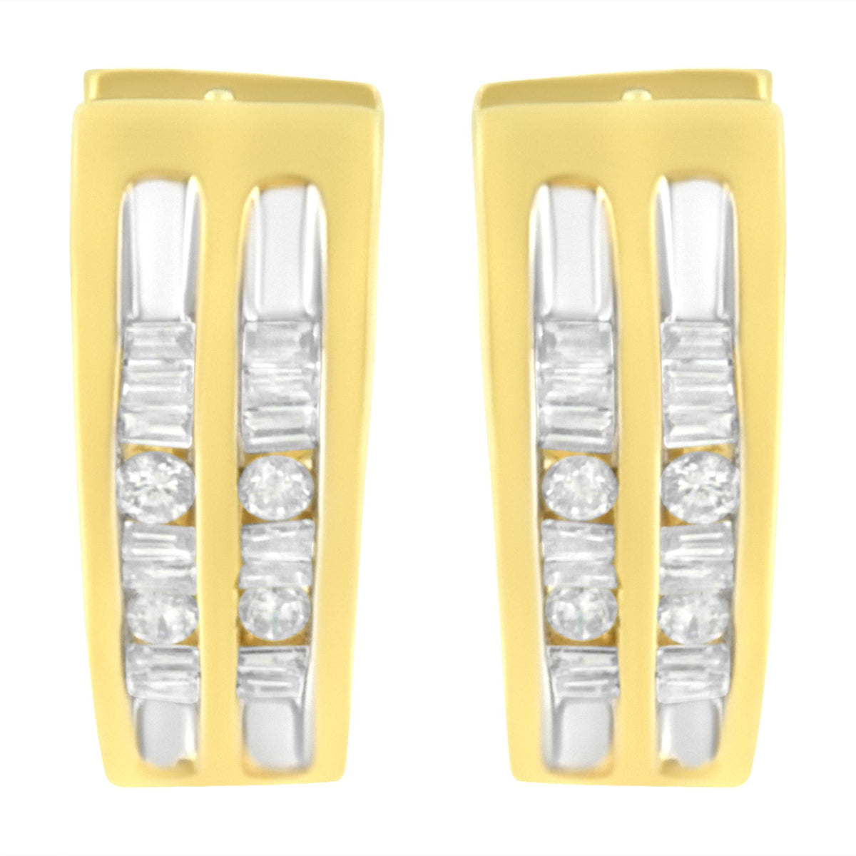 10K Yellow Gold 1/2 cttw Diamond Huggy Heart Hoop Earrings (I-J Clarity, I2-I3 Color)