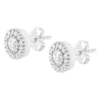 14k White Gold 1 cttw Diamond Halo Stud Earrings (I-J Clarity, I1-I2 Color)
