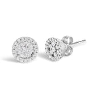 14K White Gold 1/2 Cttw Brilliant-Cut Diamond Halo-Style Cluster Round Button Stud Earrings (H-I Color, I1-I2 Clarity)