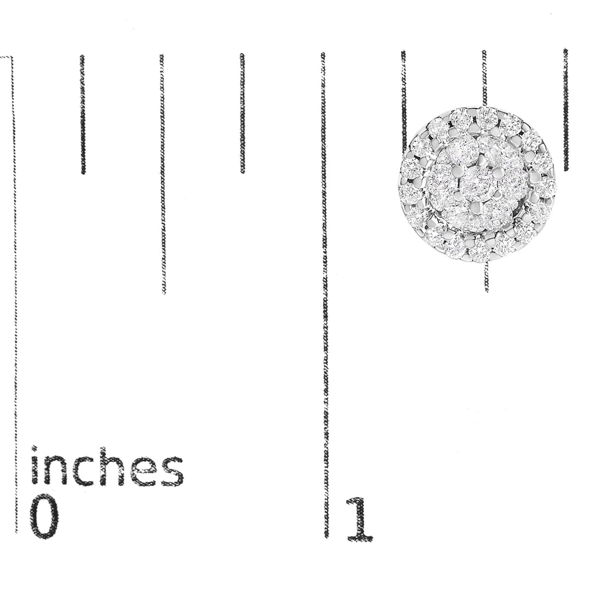 14K White Gold 1/2 Cttw Brilliant-Cut Diamond Halo-Style Cluster Round Button Stud Earrings (H-I Color, I1-I2 Clarity)