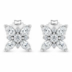 14K White Gold Marquise Diamond Flower Stud Earring (1.00 cttw, H-I Color, SI1-SI2 Clarity)