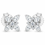 14K White Gold Marquise Diamond Flower Stud Earring (1.00 cttw, H-I Color, SI1-SI2 Clarity)